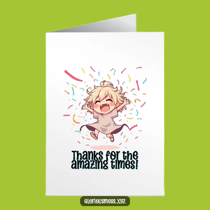 Free Printable Funny Thank You Card: Joyful Dancer in Streamers, Express Thanks Festively