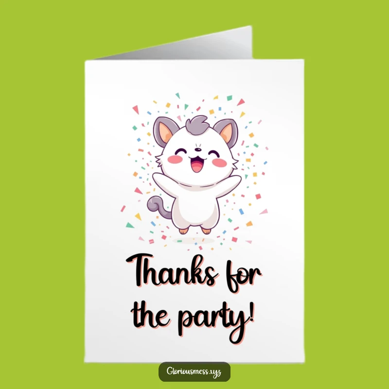 Free Printable Thank You Card: Delighted Confetti Creature - Funny Downloadable Gift