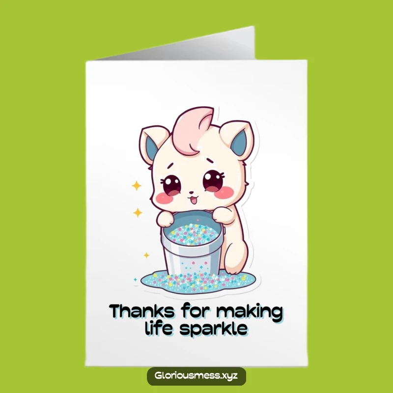 Free Printable Thank You Card: Glitter Spill Joy - Funny Downloadable Gift