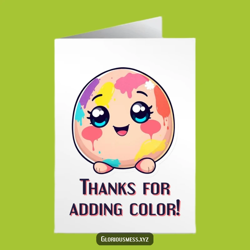 Free Printable Funny Blob Thank You Card: Colorful Paint Character, Express Thanks Joyfully