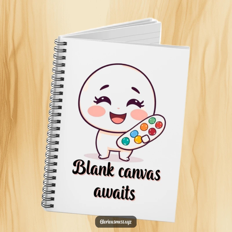 Funny notebook with a cheerful, smudged paint palette character, perfect for capturing creative ideas, an excellent funny gift.
