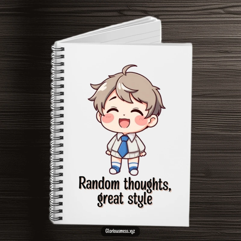 Funny Notebook: Giggling character wearing mismatched socks and a crooked tie, a funny gift for note-takers.