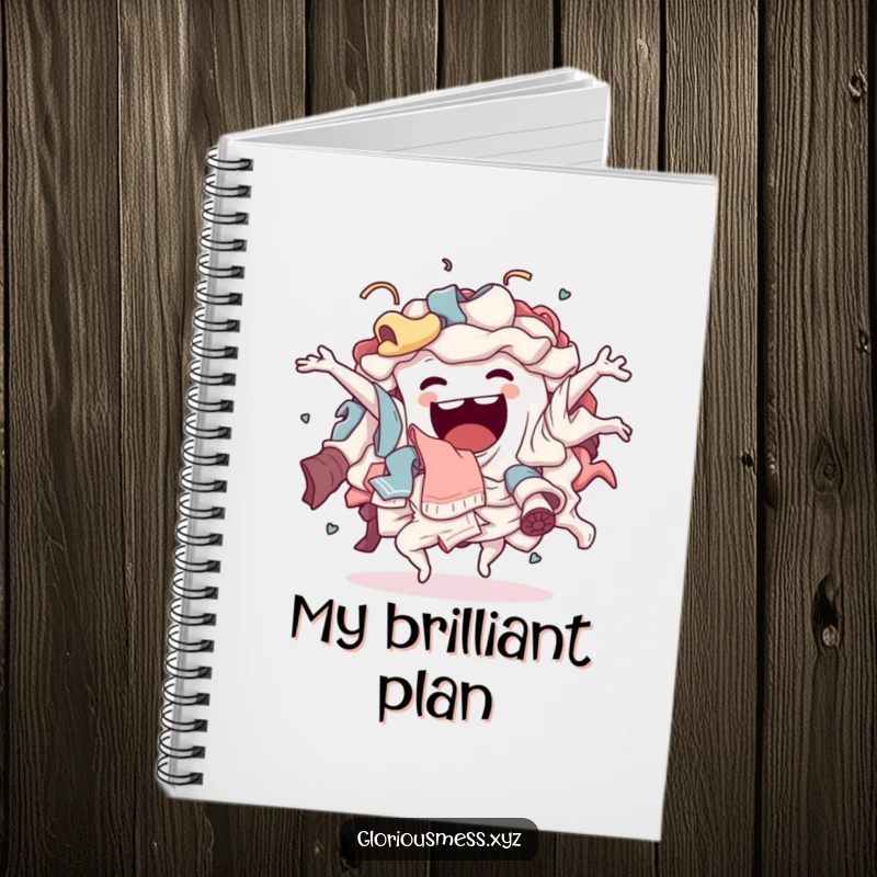 Funny Notebook: A sentient pile of laundry humorously doing a wild, energetic, chaotic dance, ideal for writing and notes.