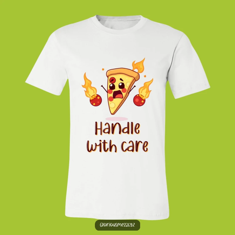 Funny Pizza Slice T-Shirt: Startled Juggler, Hilarious Mealtime Tee for Parties
