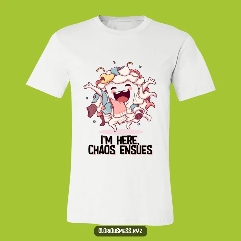 Funny Laundry Dance T-Shirt: Sentient Clothes Pile's Chaotic Jig, Ideal Humorous Gift for Messy Fun