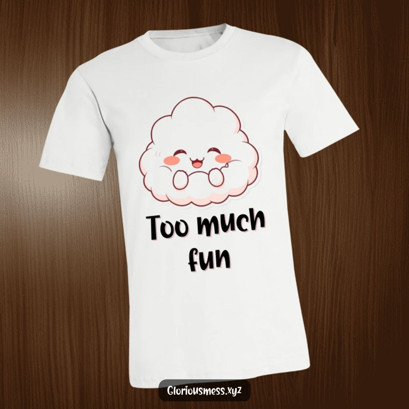Funny t-shirt showcasing a fluffy cloud character with rosy cheeks, joyfully giggling, embodying happiness and lightheartedness.