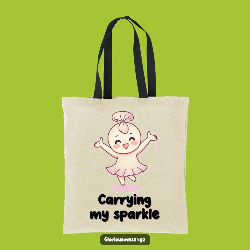 Funny Glitter Tote Bag: Happy Spinning Style, Great Funny Gift!