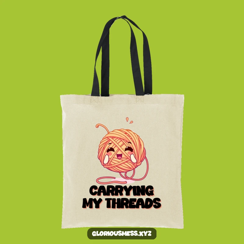 Funny Yarn Ball Tote Bag: Crafty Character Carry-All - Practical Funny Gift!