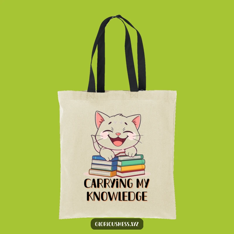 Funny Cat Tripping Tote Bag: Bookish Adventures Character - Practical Funny Gift!