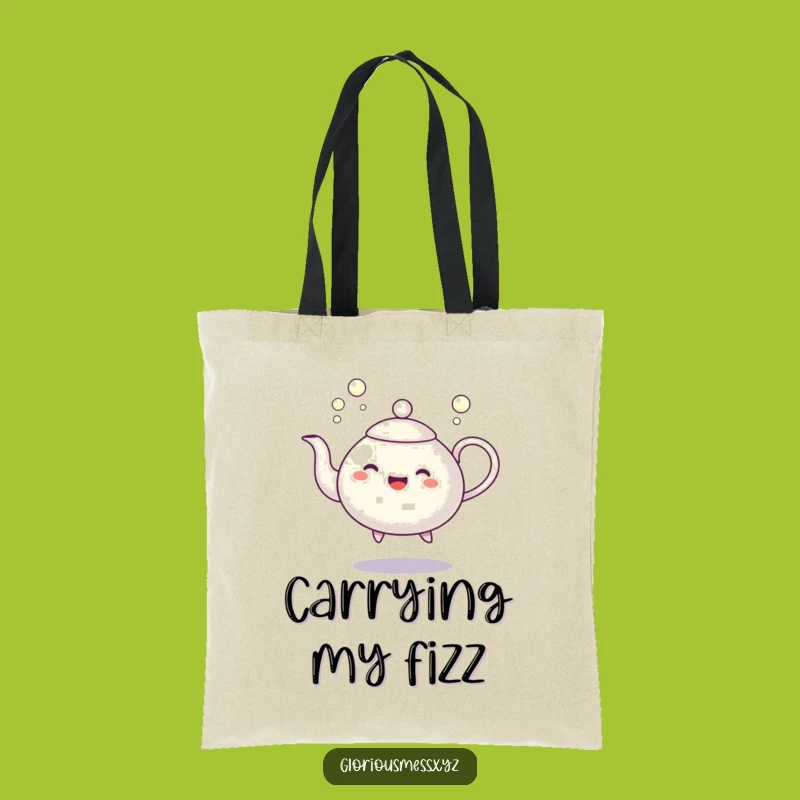 Funny Dancing Teapot Tote Bag: Bubble Character Carry-All - Practical Funny Gift!