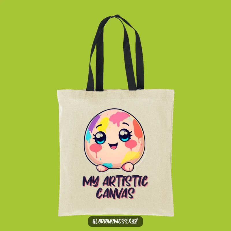 Funny Blob Paint Tote Bag: Carry your art supplies with a cheerful character